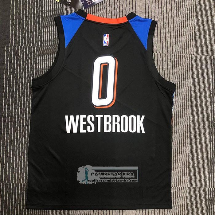 Camiseta Oklahoma City Thunder Russell Westbrook NO 0 Ciudad 2020-21 Negro